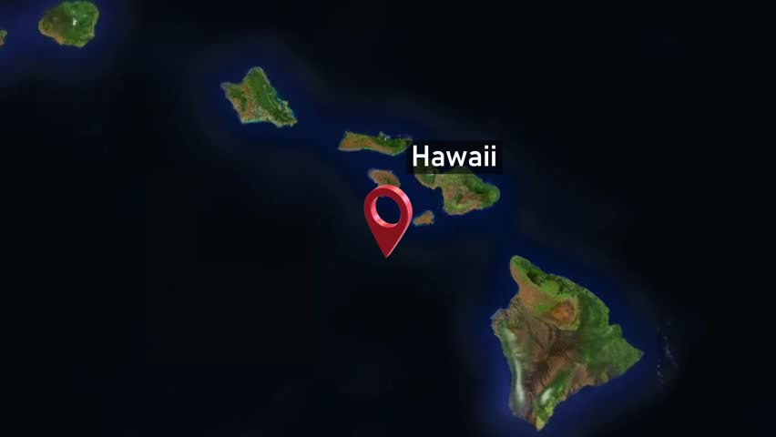 Hawaii State Map Zoom (USA) from Space to Earth