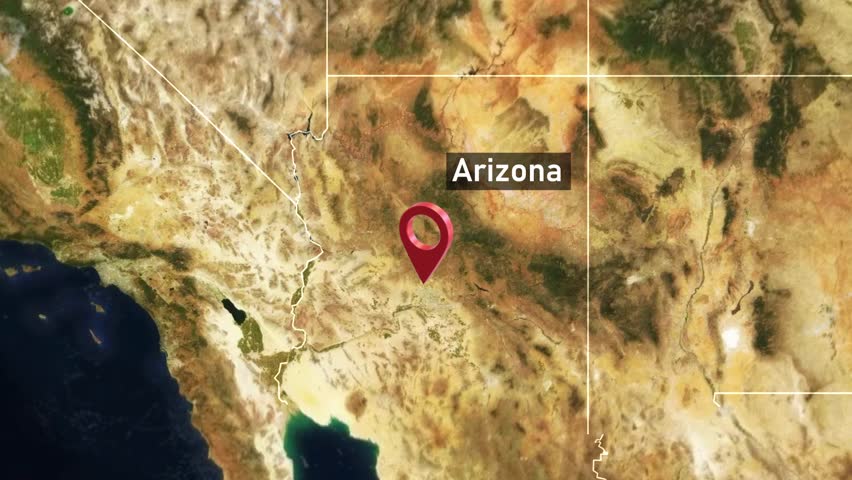 Arizona State Map Zoom (USA) from Space to Earth