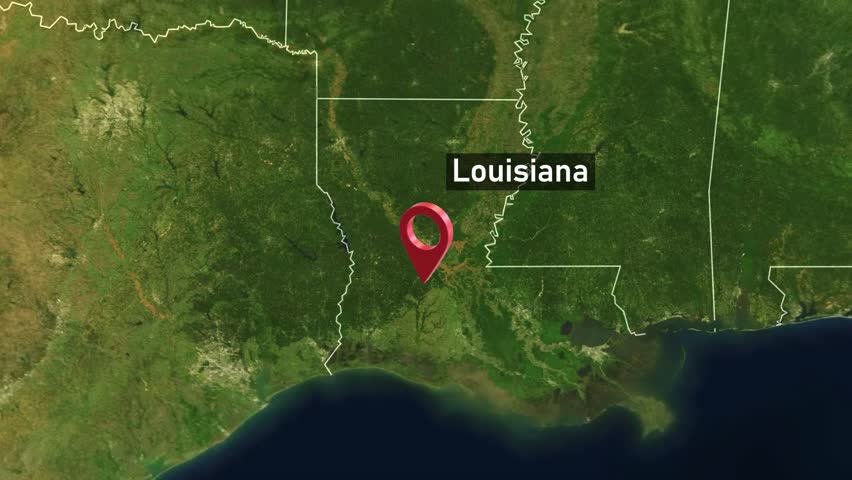 Louisiana State Map Zoom (USA) from Space to Earth