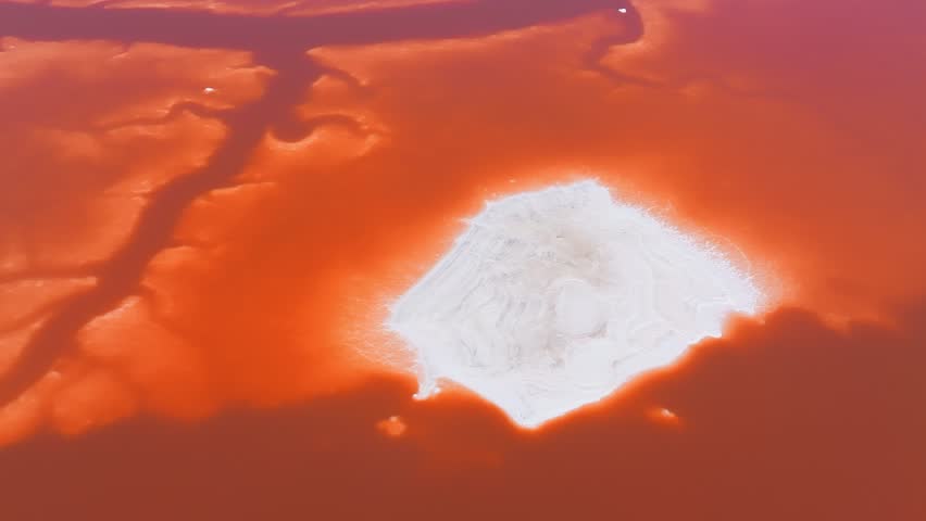 Aerial view of the Pink salt ponds at Alviso Marina County Park, gateway to the Don Edwards San Francisco Bay National Wildlife Refuge