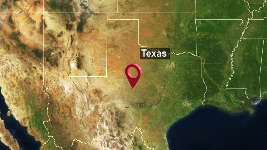 Texas State Map Zoom (USA) from Space to Earth