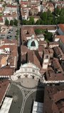 Beautiful town of Vigevano from Piazza Ducale and the Cathedral Vigevano Drone video. Lombardia, Italia.