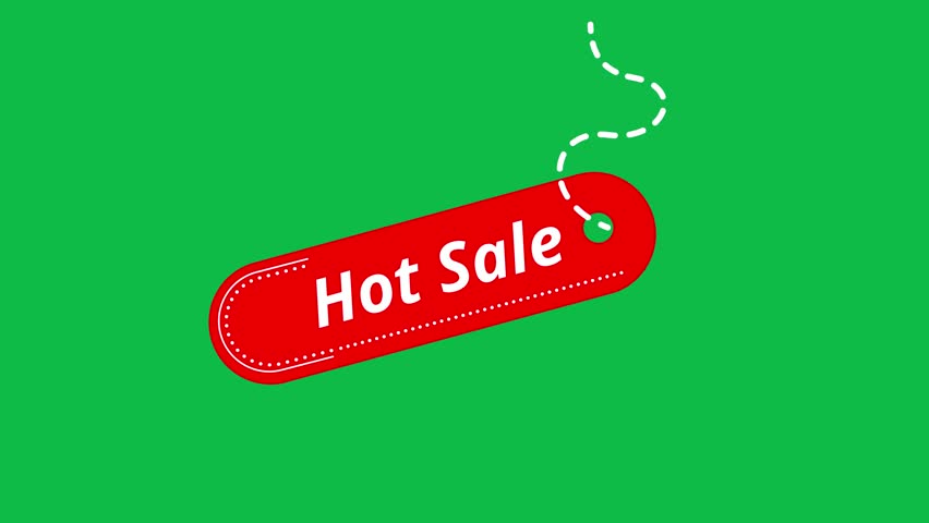 The Hot sale tag animation green screen background stock video animation.
