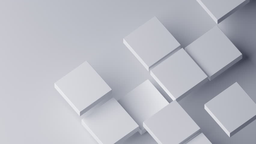 Abstract animation, white geometric background design, 4k seamless looped video, 3d render