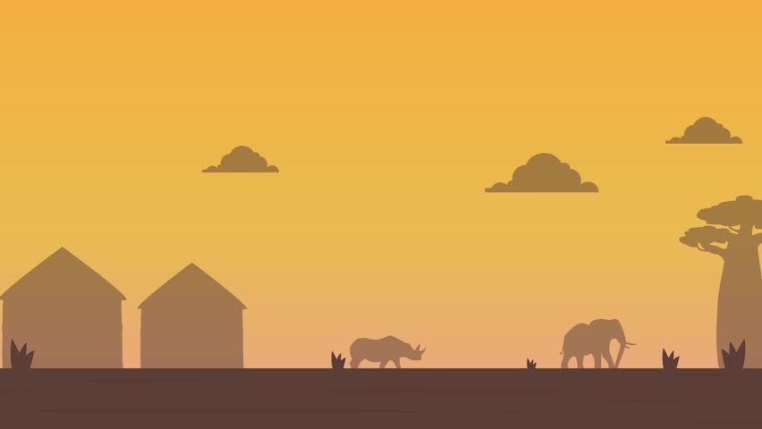Greetings from African Culture with people, flat animation 