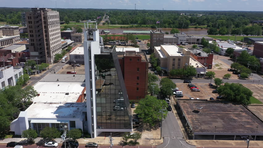 Afternoon view of the historic skyline of downtown Alexandria, Louisiana, USA.