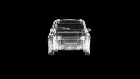 Spinning wireframe car motion graphics with plain black background - Powered by Shutterstock - Get 15% off with code: PIKWIZARD15