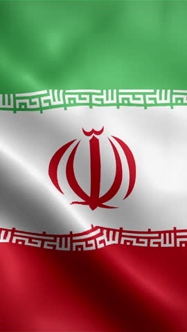 Iran flag waving animation, vertical video, seamless loop animated, official colors (portrait).