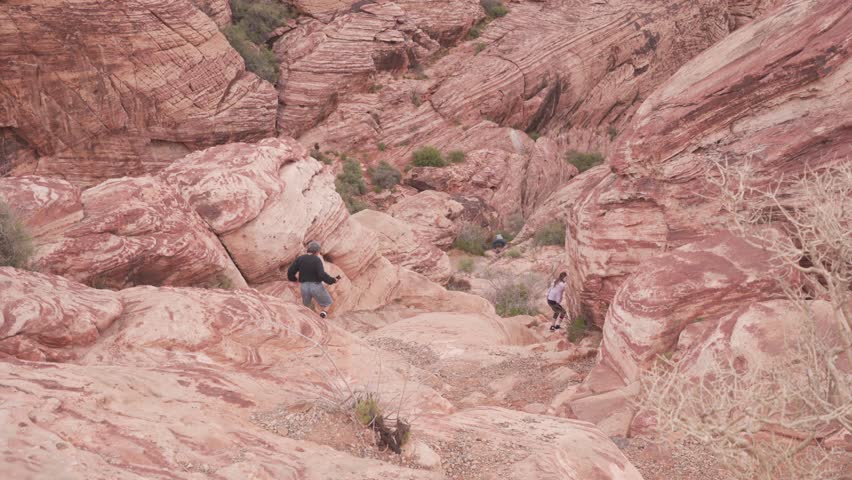 Tourists At Red Rock Canyon National Conservation Area In Clark County, Nevada. static shot