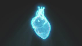 Hologram of a human heart on black background. Medicine, healthcare and anatomy concept. Future technology, futuristic tomography scan, MRI. 3D looping animation - Powered by Shutterstock - Get 15% off with code: PIKWIZARD15