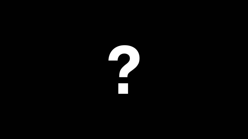 Animated white questions mark on black background. Moving question mark animation.	