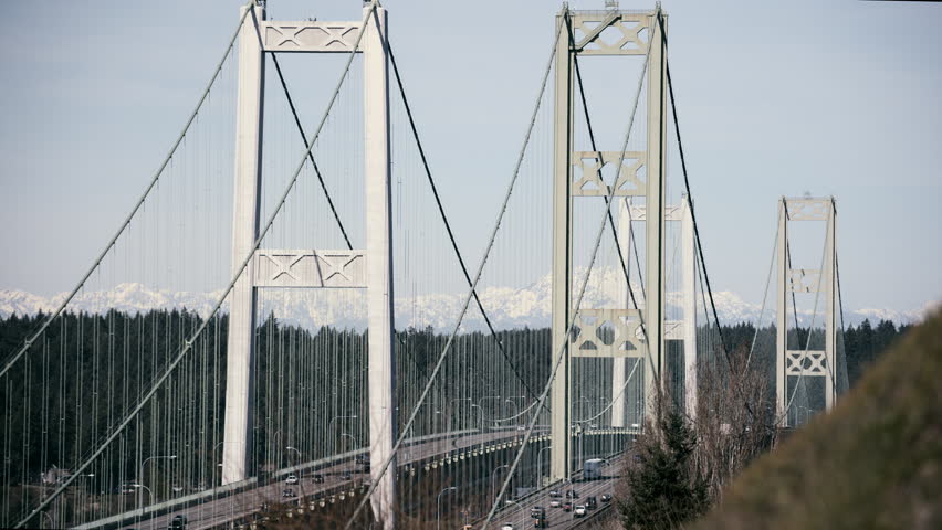 Stunning Architecture on Tall Pillars of Tacoma Narrows Bridge