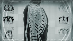 Medical Display Showing Several MRI views. Rotating 3D Human Thorax with Bone Structure and Lungs. AI Enhance Medical Interface. Health Care.
 - Powered by Shutterstock - Get 15% off with code: PIKWIZARD15