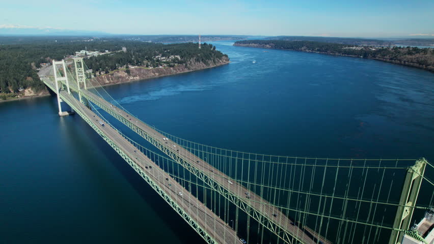 Massive Bridge Landmark in Washington State Drone Shot