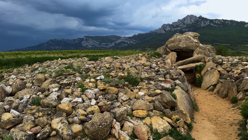 Megalithic Dolmen Alto de la Huesera in Alava province, Spain. High quality 4k footage
