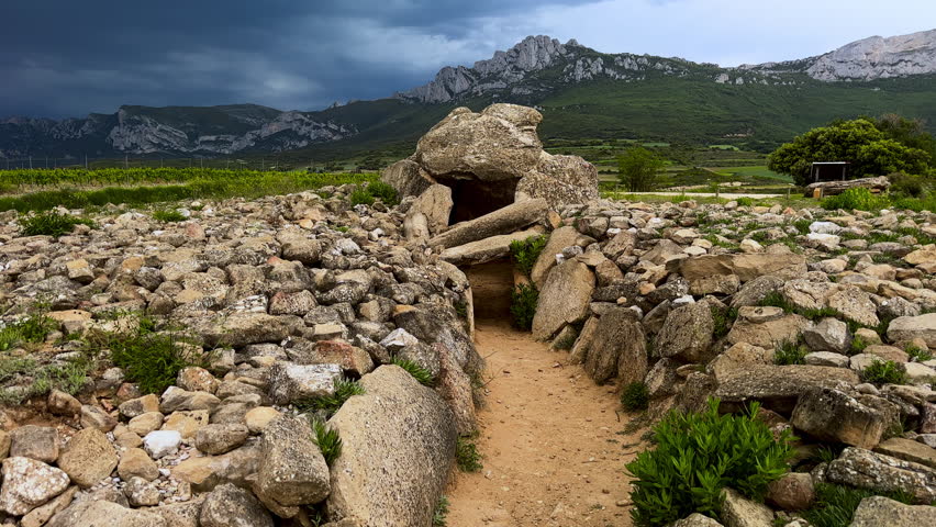 Megalithic Dolmen Alto de la Huesera in Alava province, Spain. High quality 4k footage