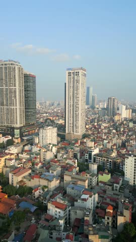Aerial view of Hanoi city skyline, Vietnam.