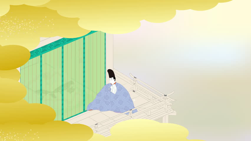 couple Aise, a woman wearing a Heian period-style kimono, ``uchiki,