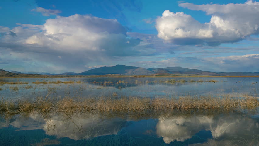 Time lapse of cloud reflection in lake at Klamath County United States