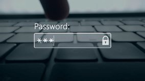 A user enter a password to website form box in internet browser by keyboard. Hacker hacking a personal banking account password on a computer screen. Typing password on login page. Entry pin code - Powered by Shutterstock - Get 15% off with code: PIKWIZARD15