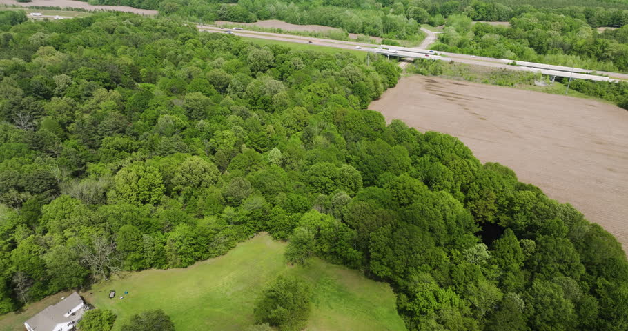 Aerial Drone View Of Densely Green Woods Near Collierville In Shelby County, Tennessee, United States.