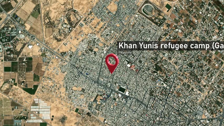 Khan Yunis Refugee Camp Map Zoom (Gaza, Palestine) from Space to Earth, pre War 2023