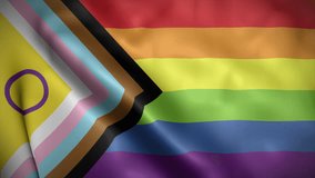 LGBT Intersex-inclusive redesign of the progress pride flag background realistic waving in the wind 4K video, Intersex-inclusive redesign of the progress pride flag (Perfect Loop) - Powered by Shutterstock - Get 15% off with code: PIKWIZARD15