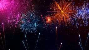 Colorful fireworks footage 4k resolution and loopable. You can use the add or screen blend mode to add the fireworks to your footage. Perfect for dvd menus, motions graphics, website backgrounds etc - Powered by Shutterstock - Get 15% off with code: PIKWIZARD15