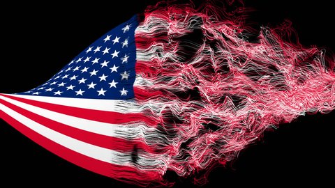 The US flag emerging from yarn.
Animated moving. Alpha channel included