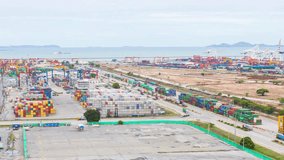 Cargo Containers Logistics Transport Import Export Concept, Double Exposure of Business - Powered by Shutterstock - Get 15% off with code: PIKWIZARD15