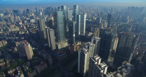 aerial city view of Chengdu China