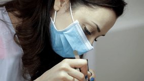 Eyelash extension procedure in a beauty salon