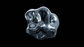 3d render of abstract art with surreal 3d organic alien ball or liquid substance in curved wavy smooth and soft bioforms in silver metal material on a Black background - Powered by Shutterstock - Get 15% off with code: PIKWIZARD15