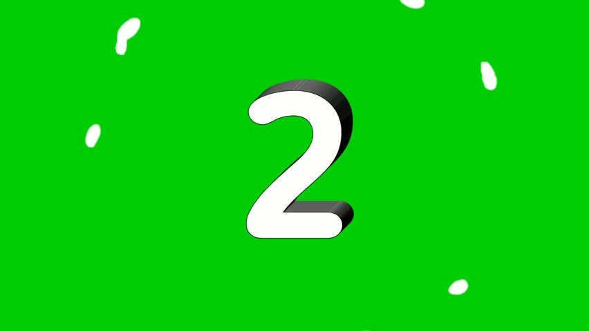 3D Number 2 two sign symbol animation motion graphics icon on green screen background,the number reveal on smoke,cartoon video number for video elements