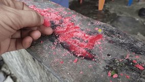 Wax stains. Someone peeled off the remaining wax from the wood. - Powered by Shutterstock - Get 15% off with code: PIKWIZARD15