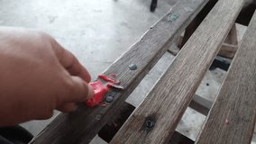 Wax stains. Someone peeled off the remaining wax from the wood. - Powered by Shutterstock - Get 15% off with code: PIKWIZARD15