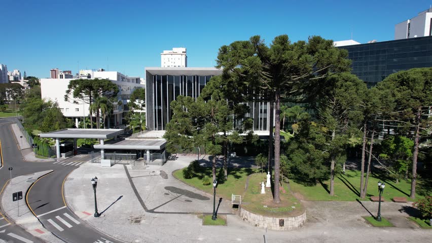 Aerial view at the seat of legislative power, of the Parana satate. This is the Assembleia Legislativa, also known by the
acronym ALEP. 