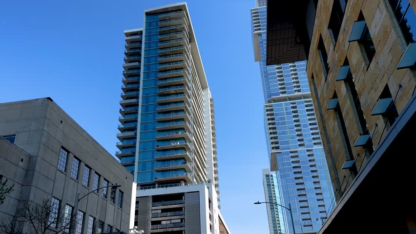 Modern constructions of buildings around the world. USA, 101 West Ave, Austin, TX 78701.