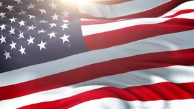 Beautiful cinematic shot of the usa american with sun flag waving in slow motion. 4k resolution and loopable. - Powered by Shutterstock - Get 15% off with code: PIKWIZARD15