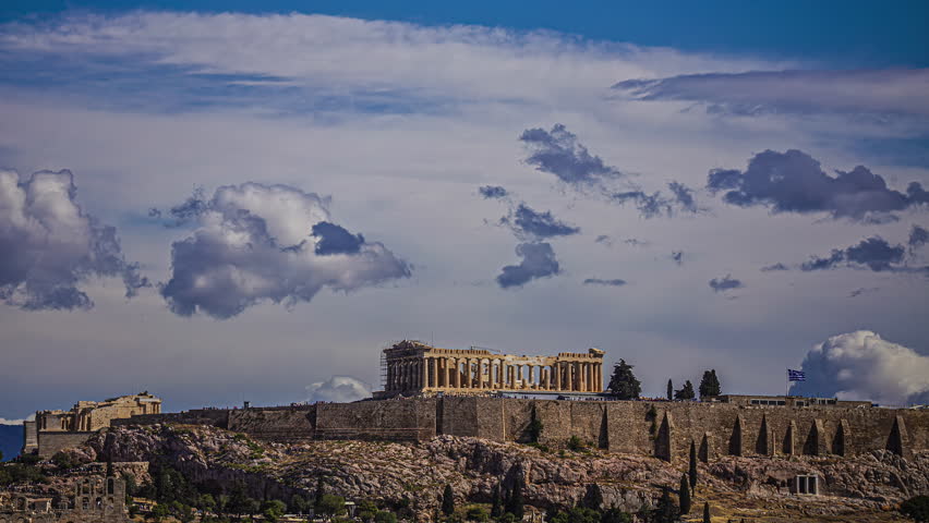 The Parthenon For The Goddess Athena On The Athenian Acropolis In Greece. Timelapse Royalty-Free Stock Footage #3503903653