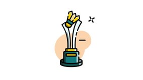 Badminton Cup Flat Animated Icon. Badminton Icon Concept Isolated on a White Background. 4K Ultra HD Video Motion Graphic Animation.