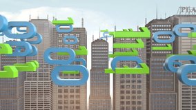Digital Data Numbers Flying In A Developed Metropolitan City. Technology Related 3D Animation. - Powered by Shutterstock - Get 15% off with code: PIKWIZARD15