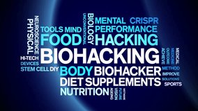 Biohacking animated word cloud,text design animation tag kinetic typography seamless loop.  - Powered by Shutterstock - Get 15% off with code: PIKWIZARD15