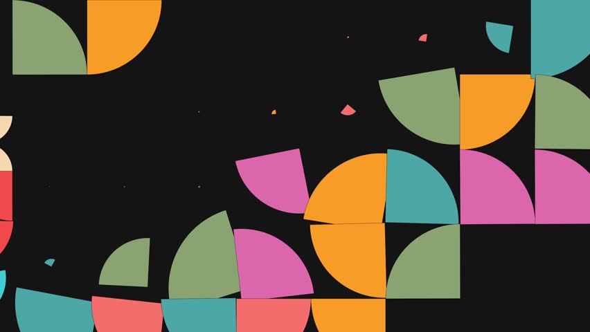 Abstract Geometric Pattern with Semi-Circles. The composition flows across the image, forming a modern and Bauhaus artistic pattern. 