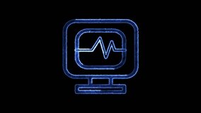 navy line Computer monitor with cardiogram icon isolated on black background. Monitoring icon. ECG monitor with heart beat hand drawn. - Powered by Shutterstock - Get 15% off with code: PIKWIZARD15