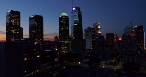 Los Angeles Skyline Sunrise Aerial Drone Sunset Shot Downtown