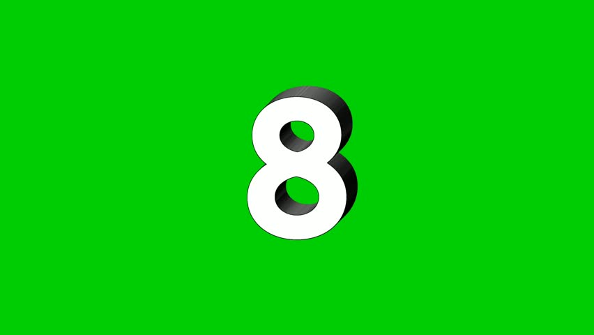 3D Number 8 eight sign symbol animation motion graphics icon on green screen background,the number reveal on smoke,cartoon video number for video elements
