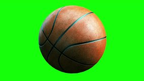 3d Basketball rotating over green screen background
