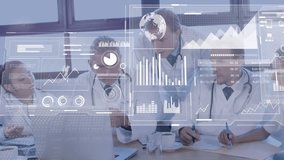 Animation of screens with data processing over diverse doctors. Global medicine, connections, computing and data processing concept digitally generated video. - Powered by Shutterstock - Get 15% off with code: PIKWIZARD15