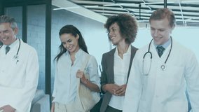 Animation of data processing over diverse doctors. Global medicine, connections, computing and data processing concept digitally generated video. - Powered by Shutterstock - Get 15% off with code: PIKWIZARD15